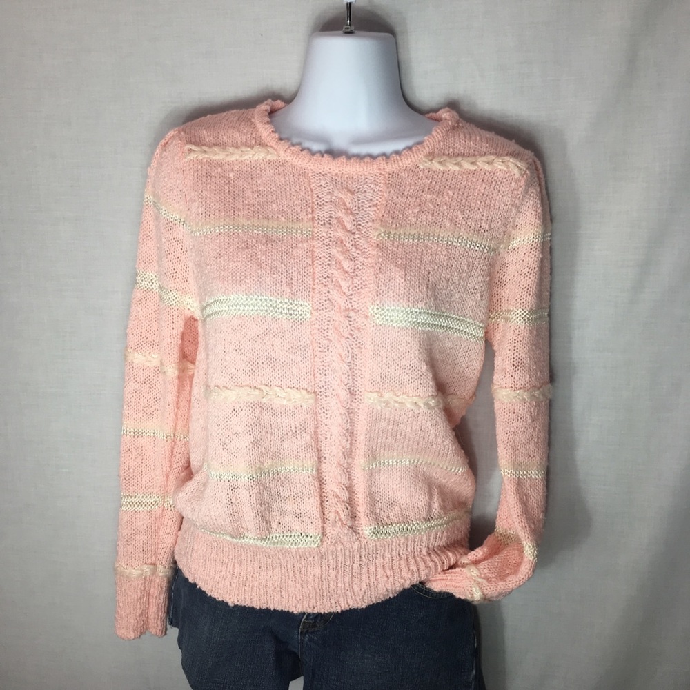 70s Vintage LeSah Petites LeRoy pink sweater